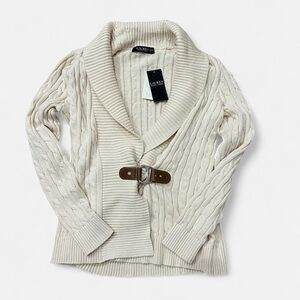 Ralph Lauren Cream Cable Cardigan with Buckle